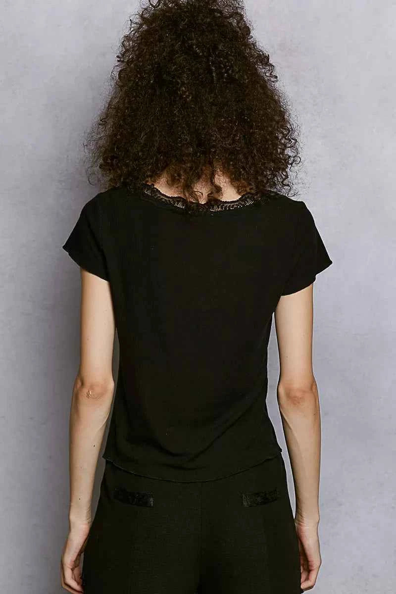 POL Round Neck Short Sleeve Crop T-Shirt with Lace Trim 7fdd5259-1287-4c76-addf-bfacf278209f-Max-Origin