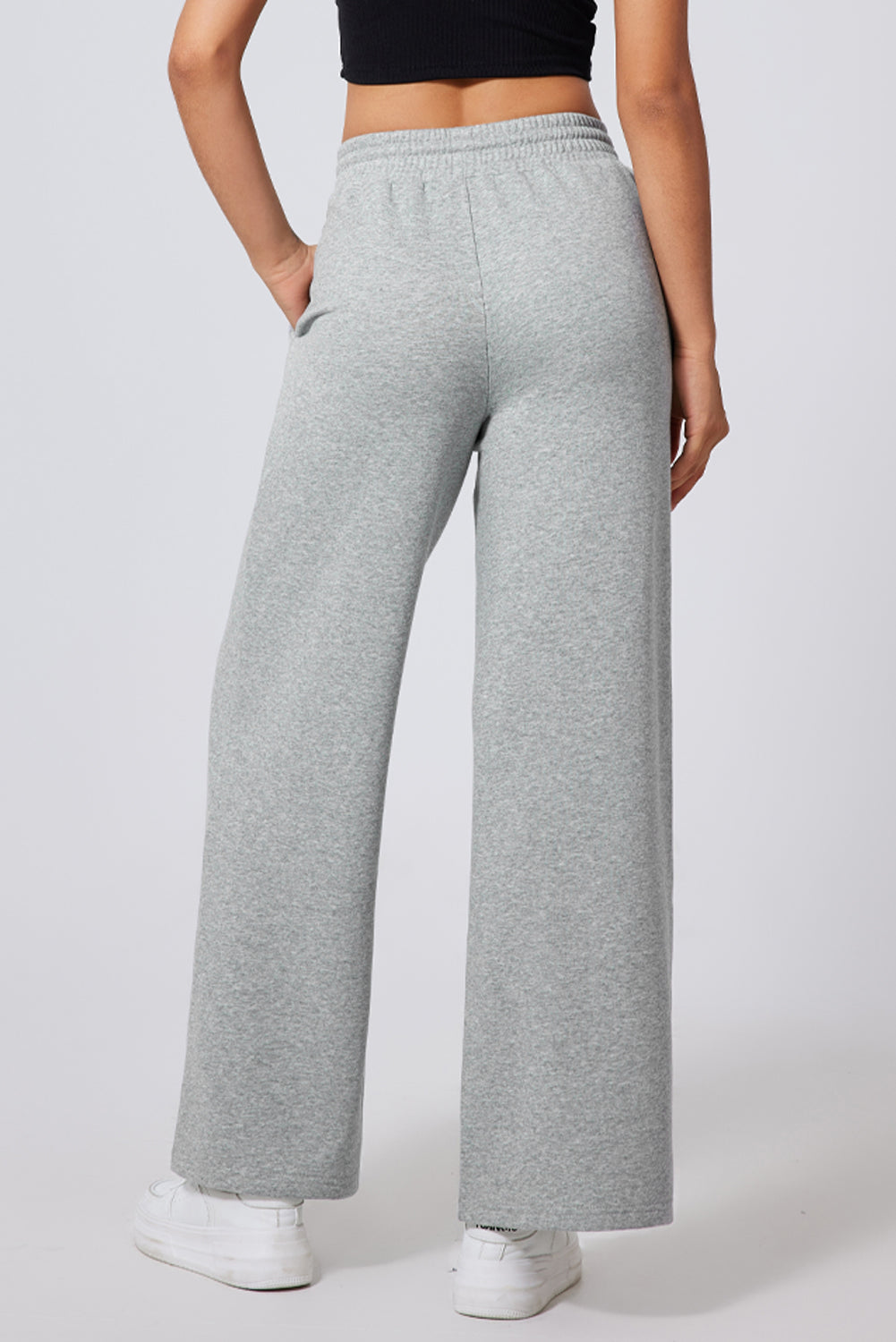 Gray Seamed Drawstring High Waist Wide Leg Sweatpants 7ffba0291bf551a2