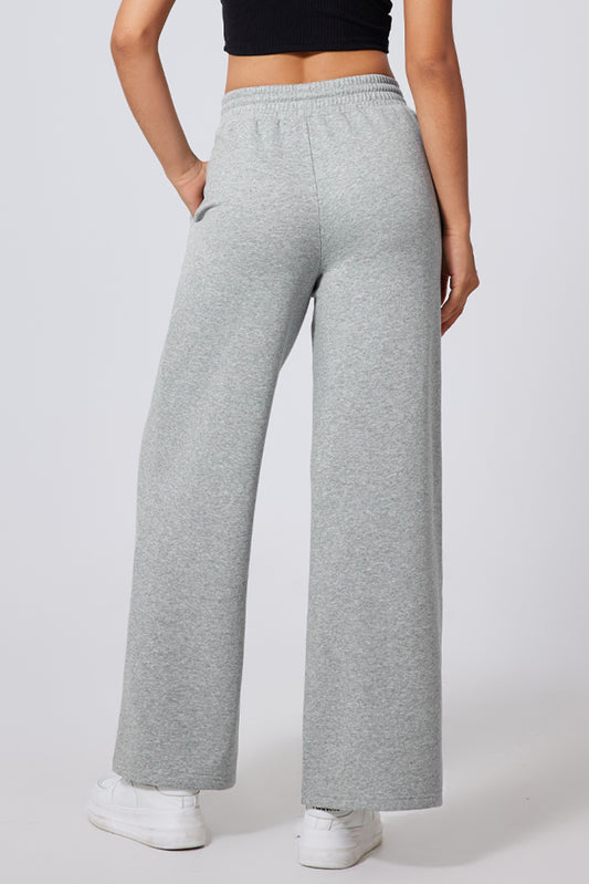 Gray Seamed Drawstring High Waist Wide Leg Sweatpants 7ffba0291bf551a2