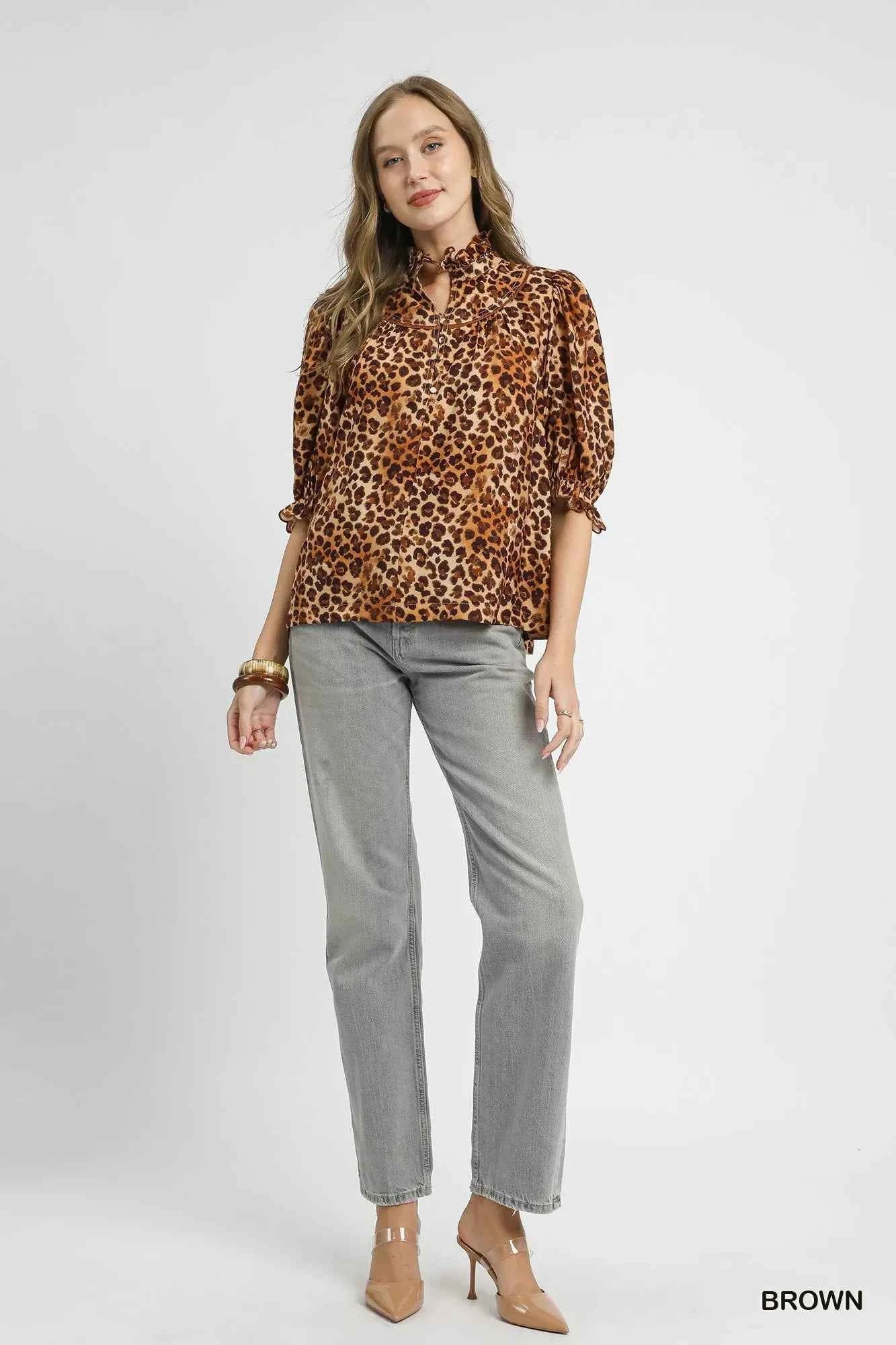 Umgee Full Size Leopard Print Ruffle Neck Blouse Plus Size 7ffdb61f-a6c6-482e-958e-f672504d0183-Max-Origin