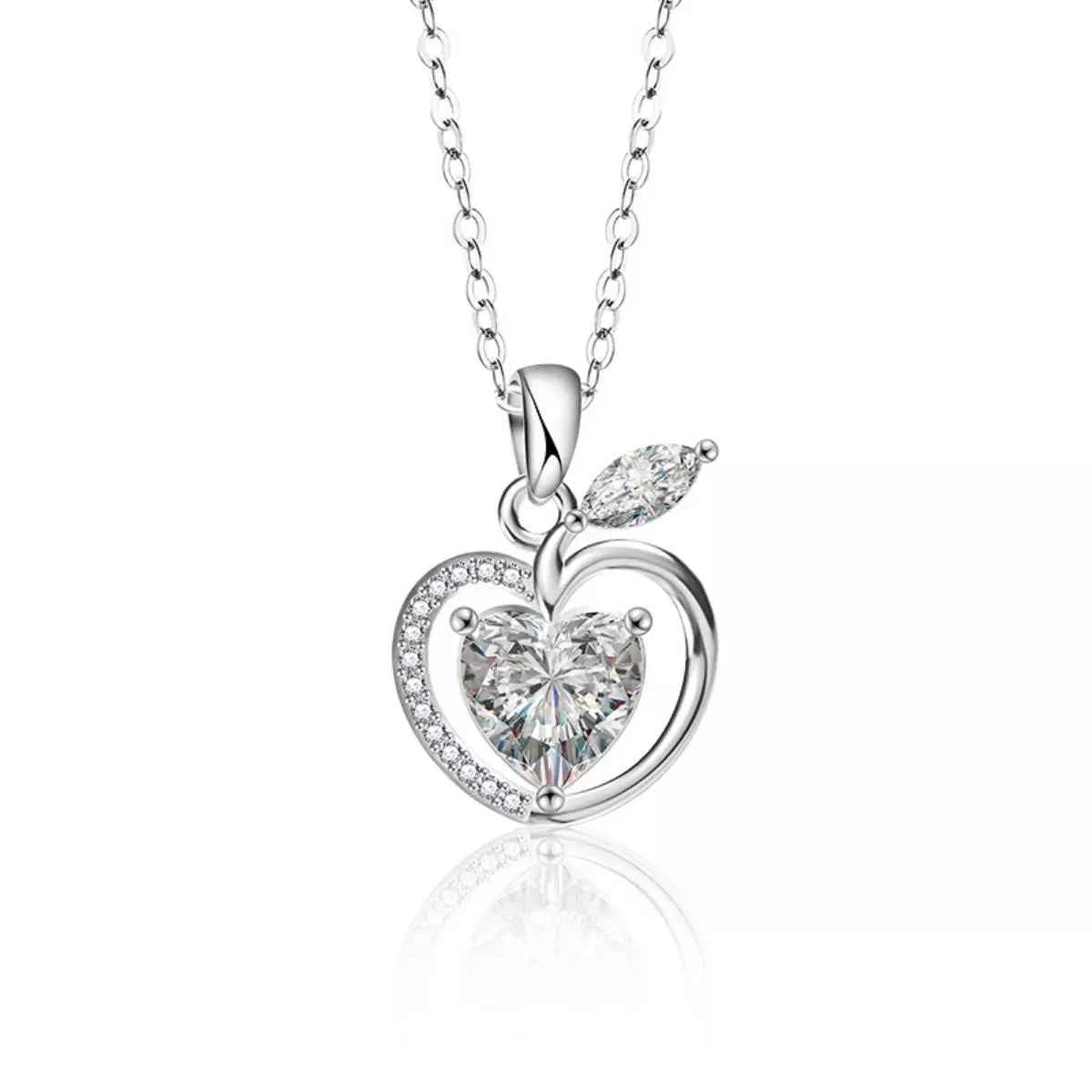 2 Carat Moissanite 925 Sterling Silver Apple Pendant Necklace 8009fb55-fe62-4443-a27f-4c9562435aea-Max-Origin