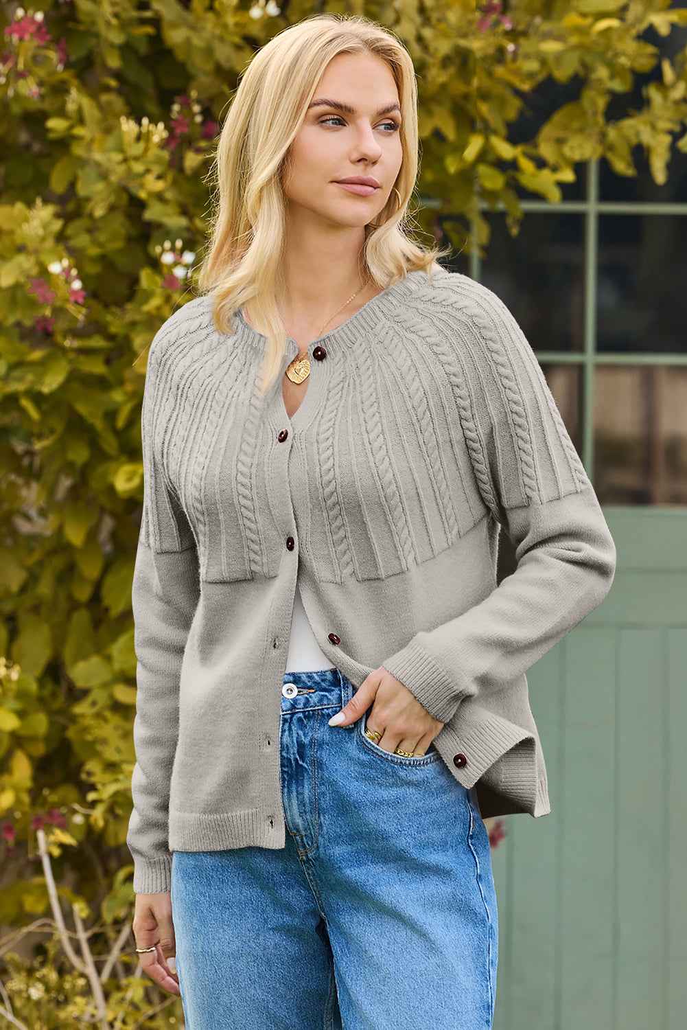 Black Solid Color Textured Detail Button Down Long Sleeve Sweater Cardigan 801ab8495b3bf97e