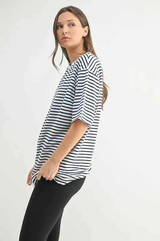 MONO B Coastal Cotton Striped Oversized Crewneck T-Shirt 801abaeb258d4909a4d410566ab79fdf-Max-Origin