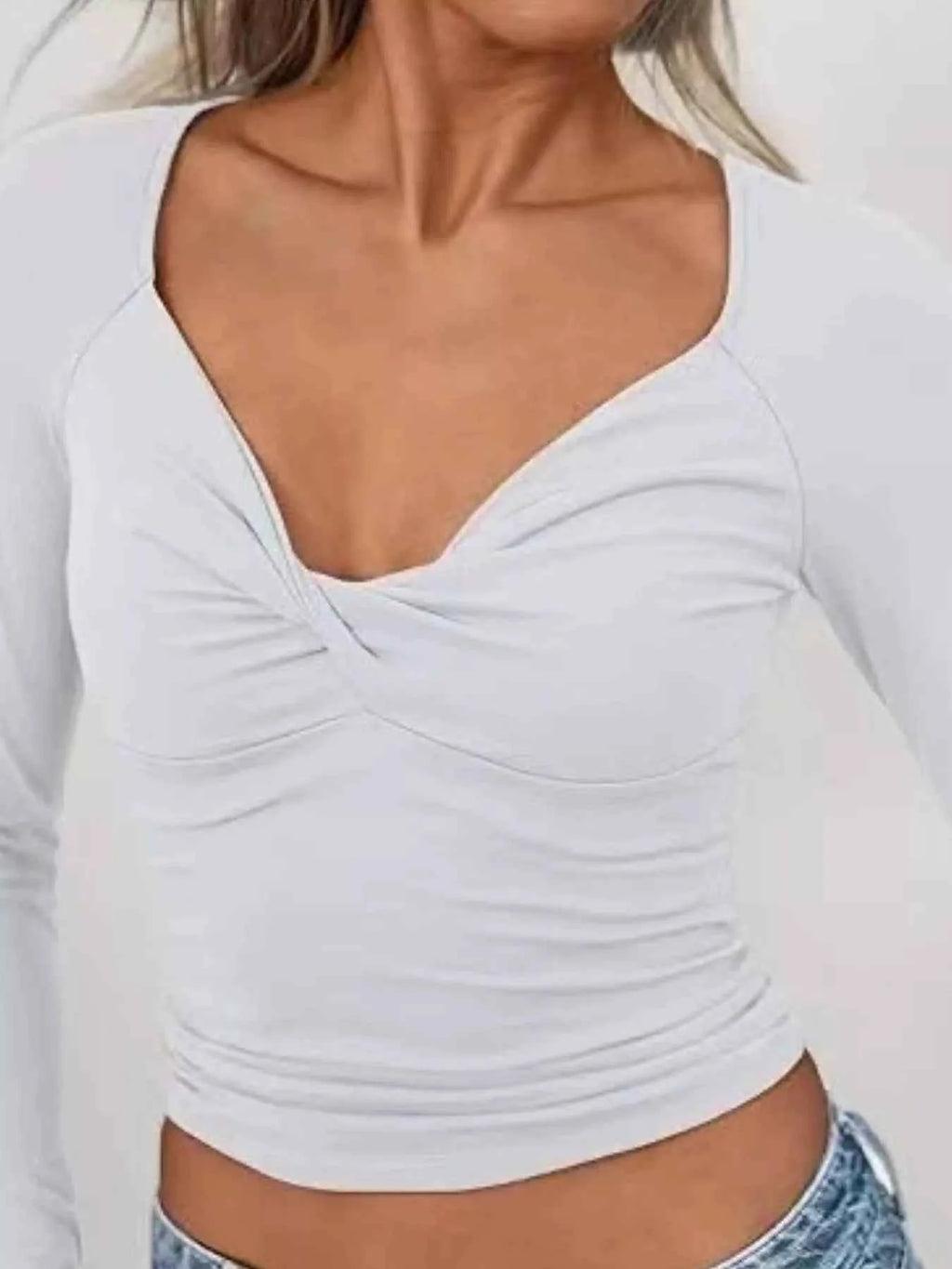 Twist Front Long Sleeve Fitted T-Shirt 801bc8bf-044d-4538-8406-5b7ce1e09fe3-Max-Origin