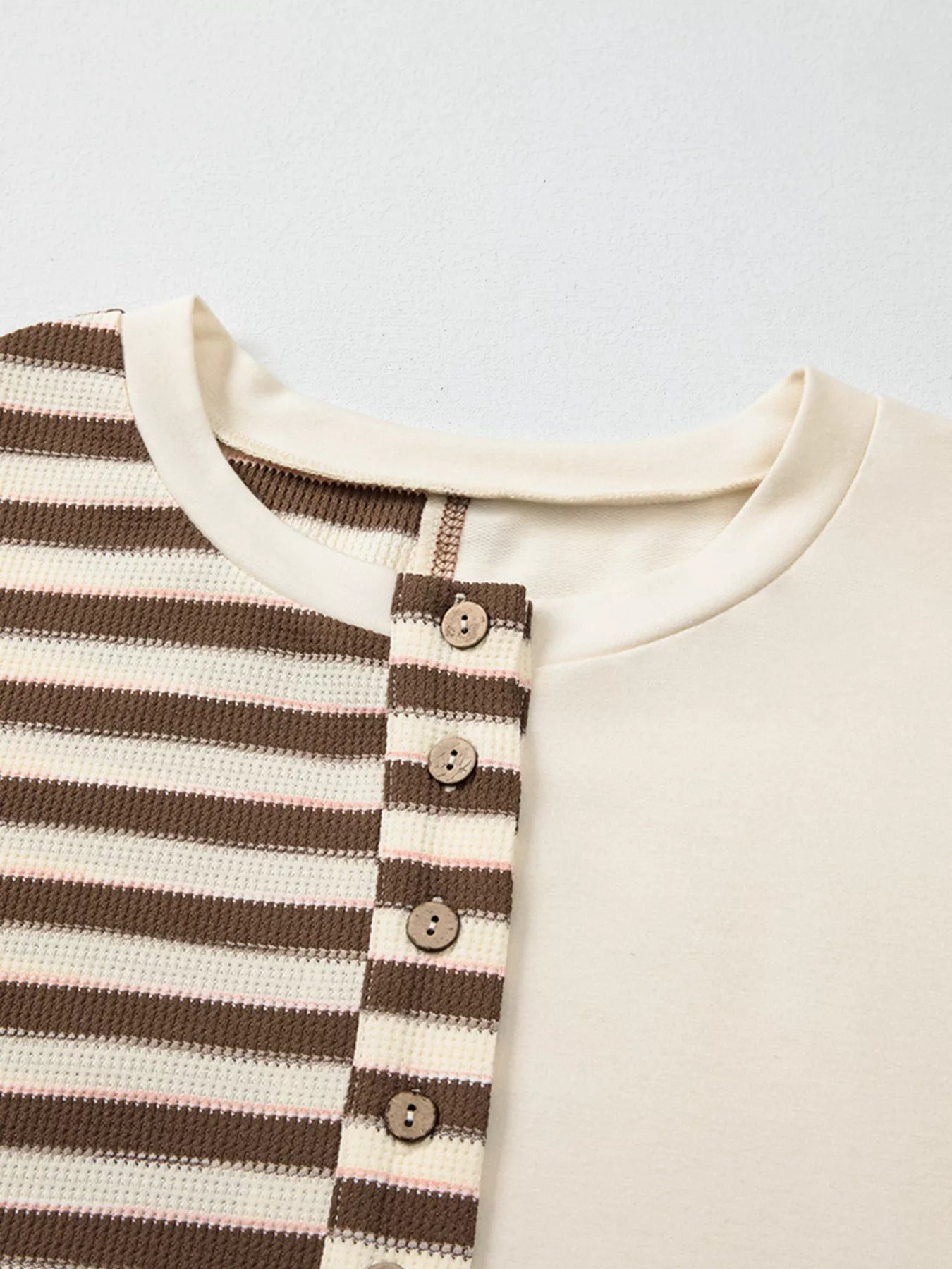 Stripe Stitched Detail Color Block Patchwork Oversized Top 801d883dab2248678ff479b5b18b74eb-Max-Origin