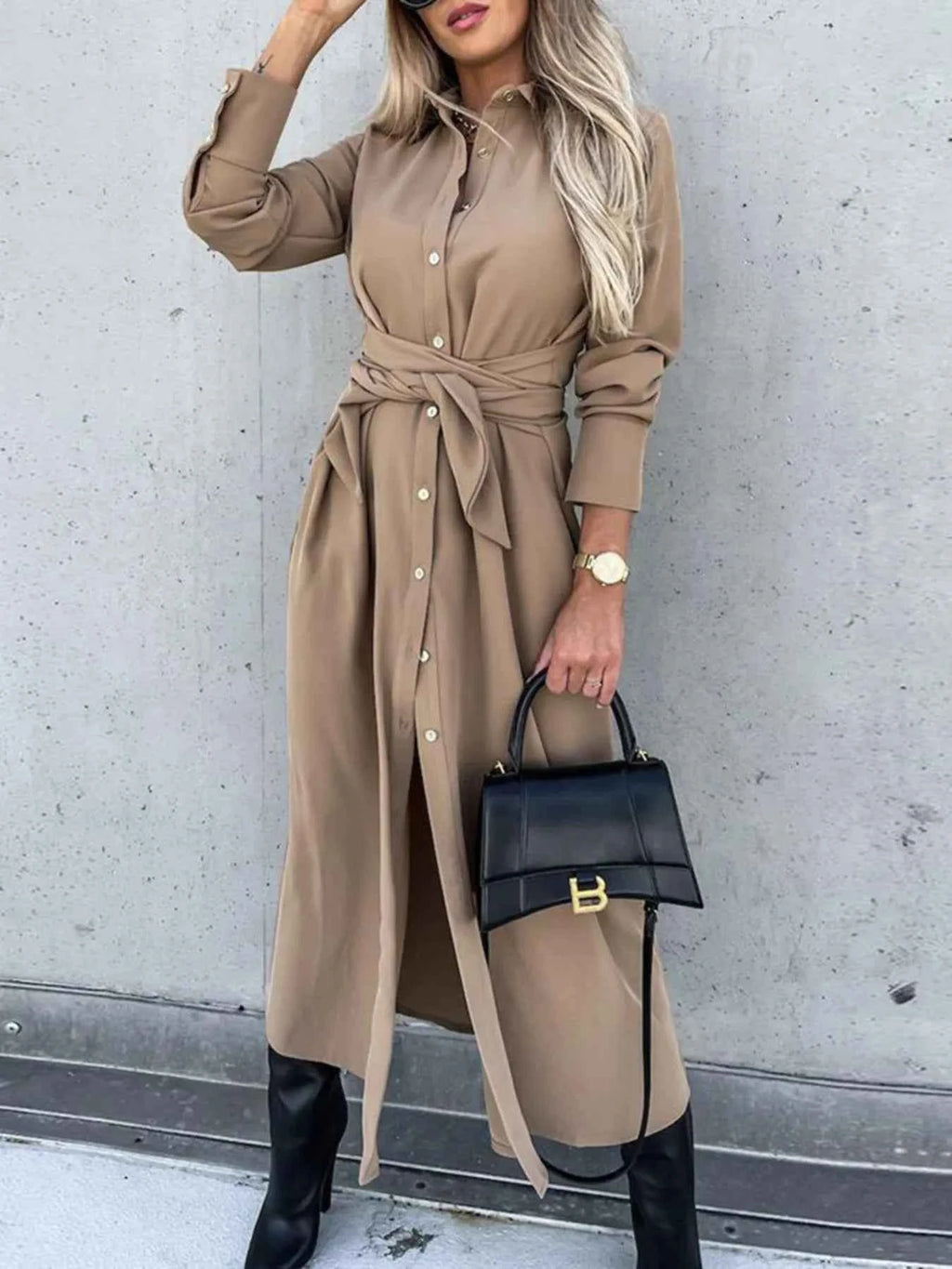 Button Front Long Sleeve Shirt Dress 802429e4-5818-40dd-baee-5ddb55b3edd7-Max-Origin
