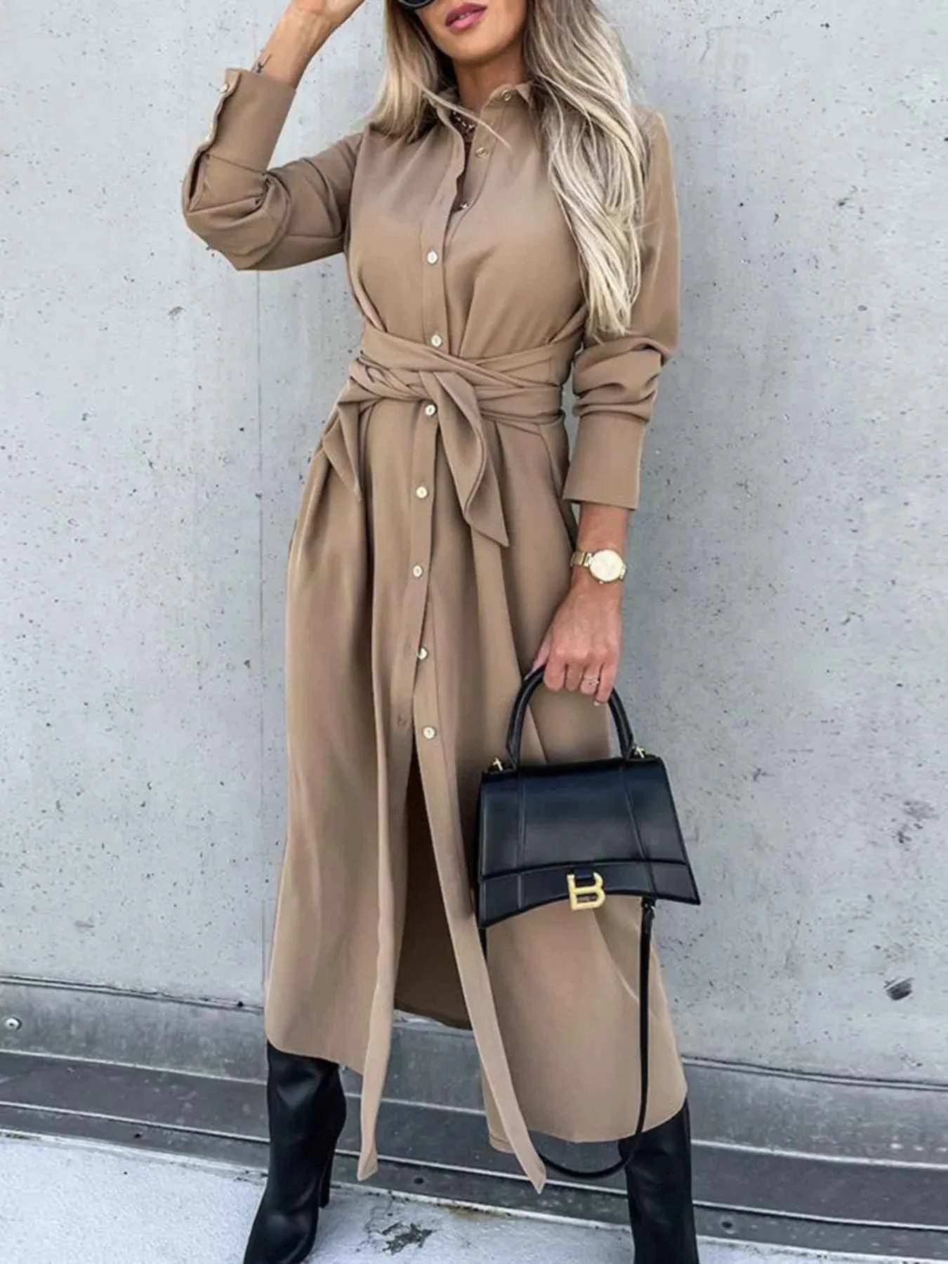 Button Front Long Sleeve Shirt Dress 802429e4-5818-40dd-baee-5ddb55b3edd7-Max-Origin