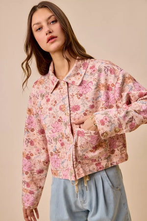 Floral Print Cotton Twill Button Down Barn Jacket with Pockets Blush Pink 8024c501-7450-4695-ad76-cd7a21159325-Max-Origin