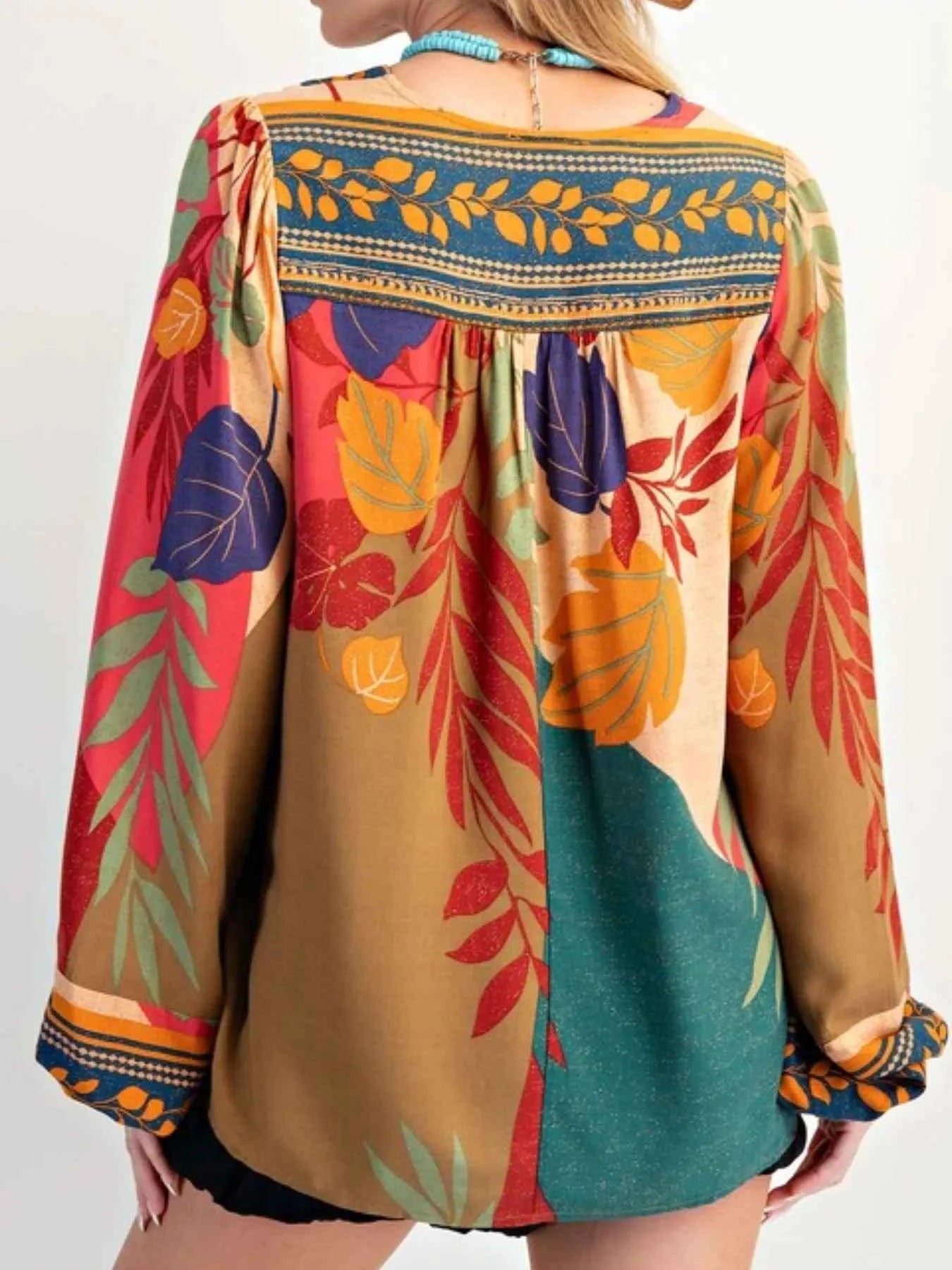 Tropical Print Balloon Sleeve Blouse 802605df-41c7-485a-b7ea-cf60e537a6ef-Max-Origin