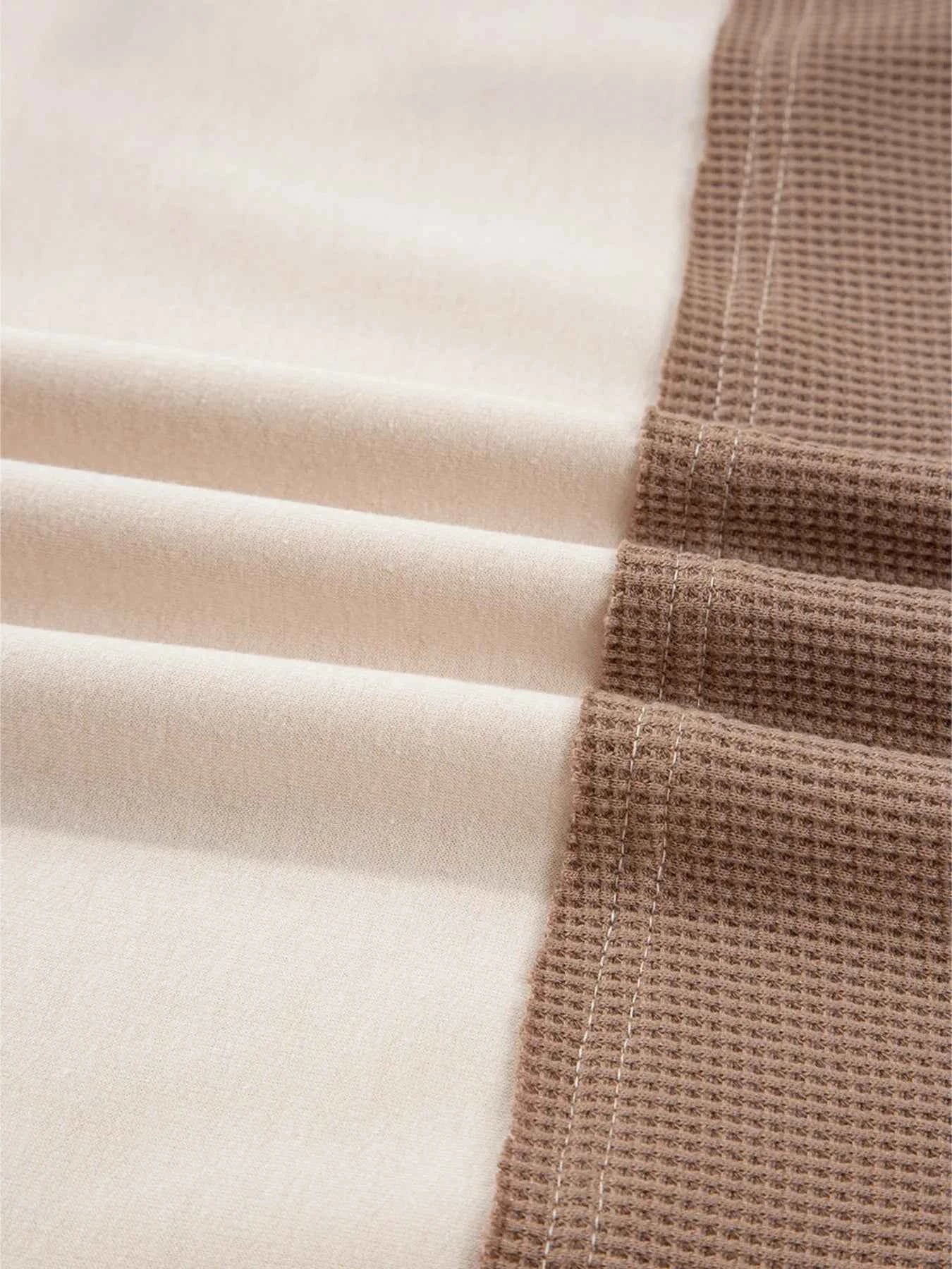 Color Block Waffled Loose Henley Top 802dc571a89b4a2c9bb7c3cdf90e0302-Max-Origin