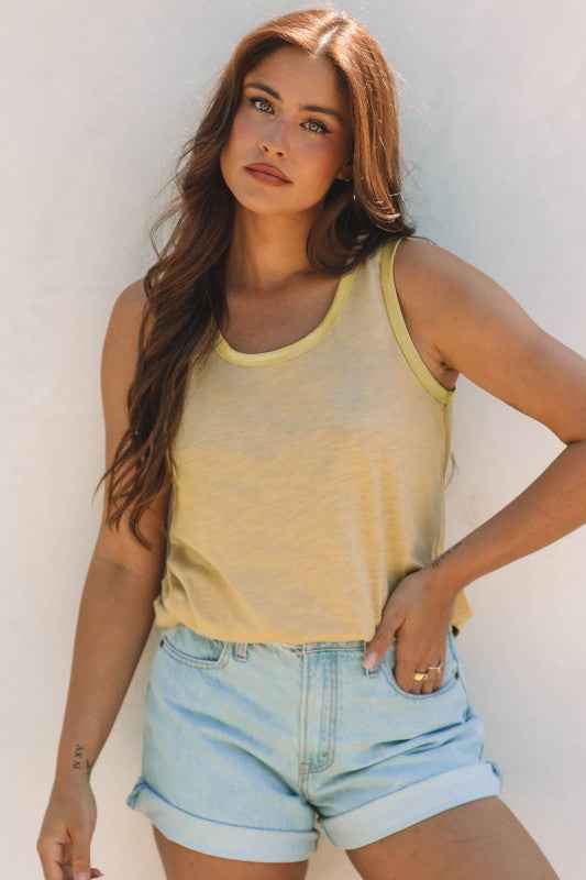 Metallic Contrast Trim Scoop Neck Tank Top 802e4f77-2923-4f18-9bbf-216f7cbf6791_a2416cd8-4097-48be-abfe-a6b94a2a947d