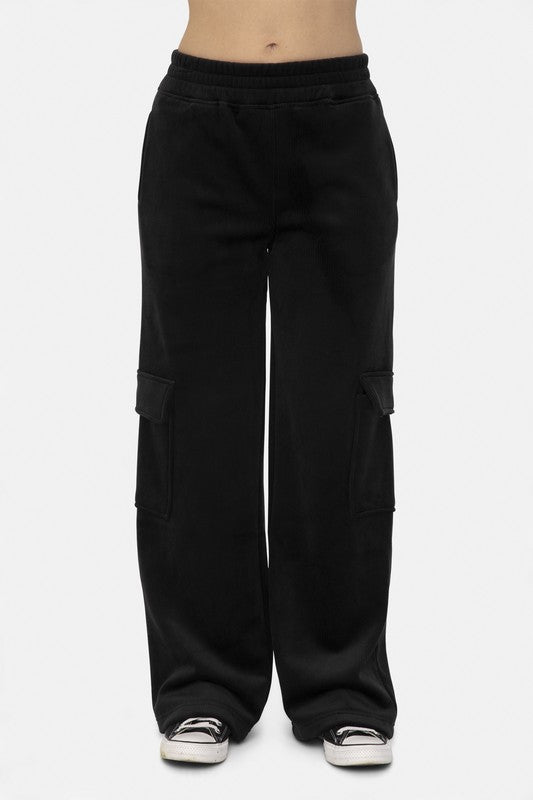 Mono B Elastic Waist Corduroy Cargo Pants