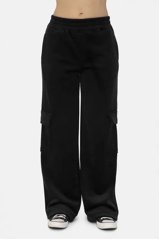 Mono B Elastic Waist Corduroy Cargo Pants Black 80497e90-4ff8-4b79-98d7-c80699c4ae7f-Max