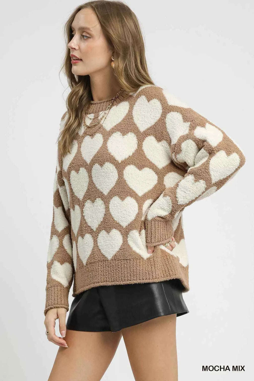 Umgee Mix Heart Pattern Pearl Accent Sweater 805f2635-5e42-4252-9788-c68fd89ec9ca-Max-Origin