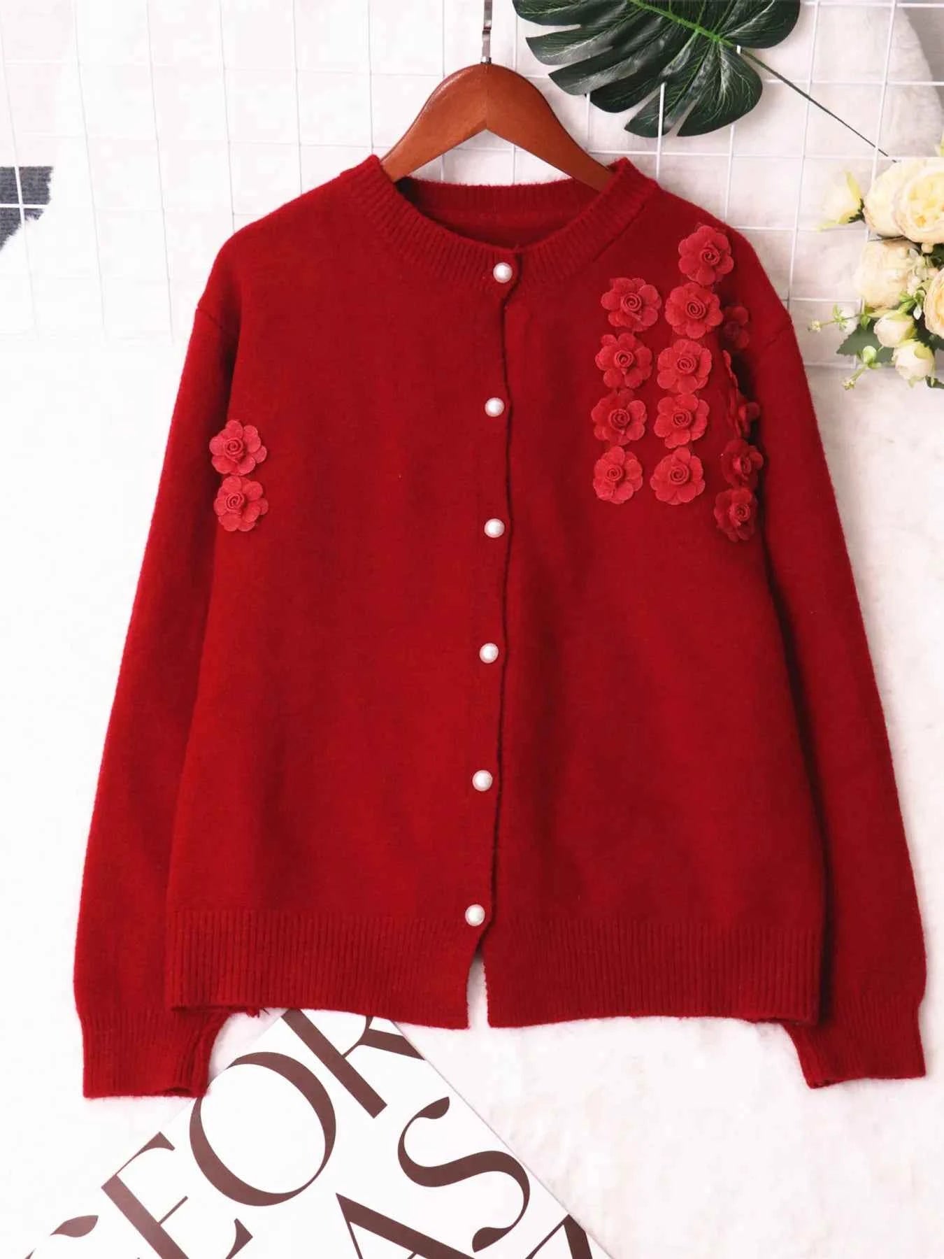 Flower Button Up Long Sleeve Cardigan 806b598661bf4853be5f23dad99c3250-Max-Origin