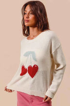 SO ME Heart Cherry Knitted Valentine Sweater Top 8073aa8a645e4af4b74da992594f9347-Max-Origin