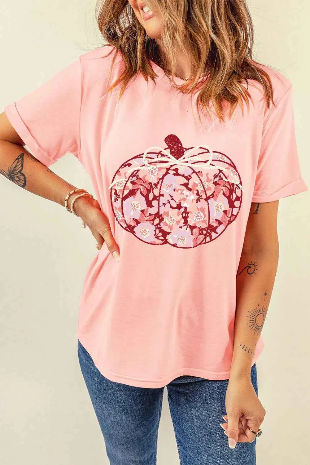 Pumpkin Graphic Round Neck Long Sleeve T-Shirt 8076c8b3-8eed-4e90-94a9-e1f1ae858ce1-Max