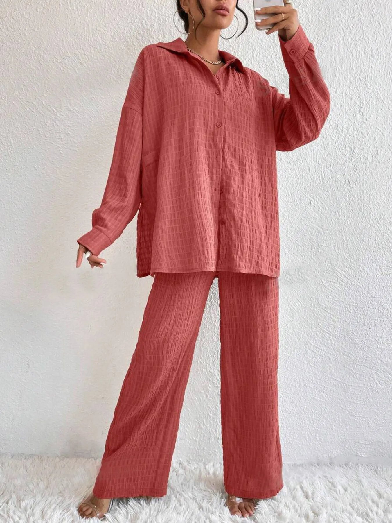 Button Up Long Sleeve Shirt and Pants Set 8078a5602918482cbf1f8348cd6cf93f-Max-Origin
