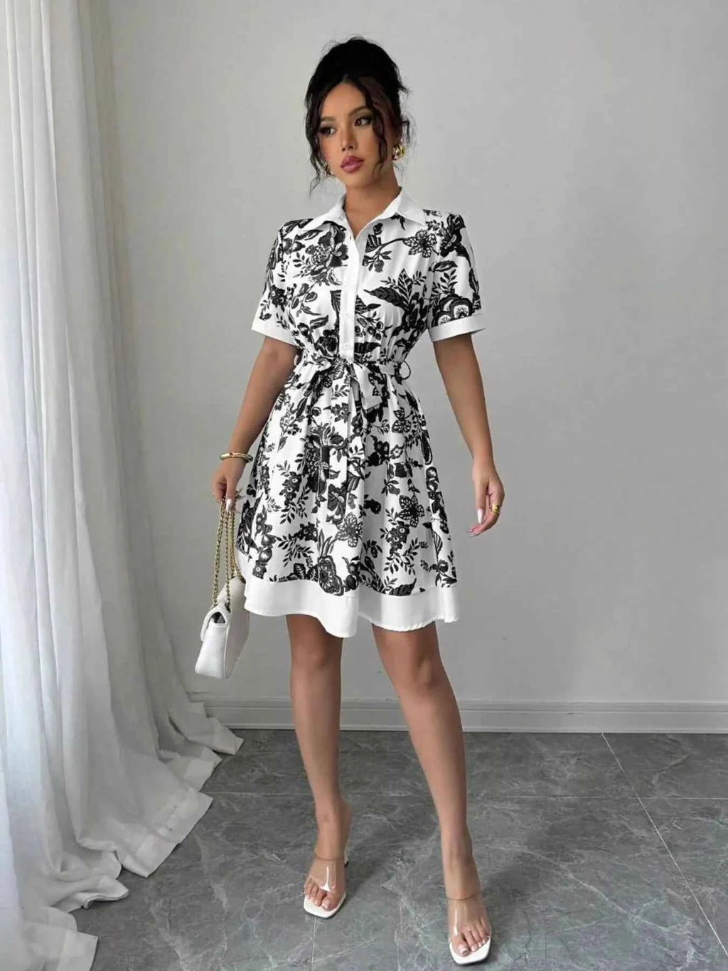 Floral Print Button-Front Shirt Dress 808d4daa747545b193e089e0fb7c07b6-Max-Origin