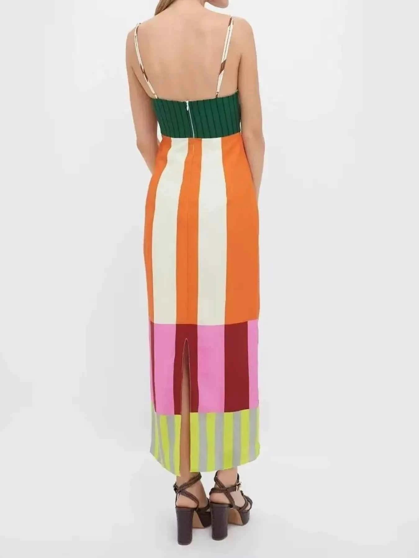Colorful Stripe Square Neck Cami Dress 8090be81038b4f038e03532cc2f7dc6f-Max-Origin