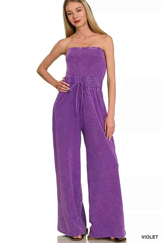Zenana Acid Washed Strapless Tube Top Jumpsuit VIOLET 80ab1390e9f0458c800b7e45f1d2df98-Max-Origin