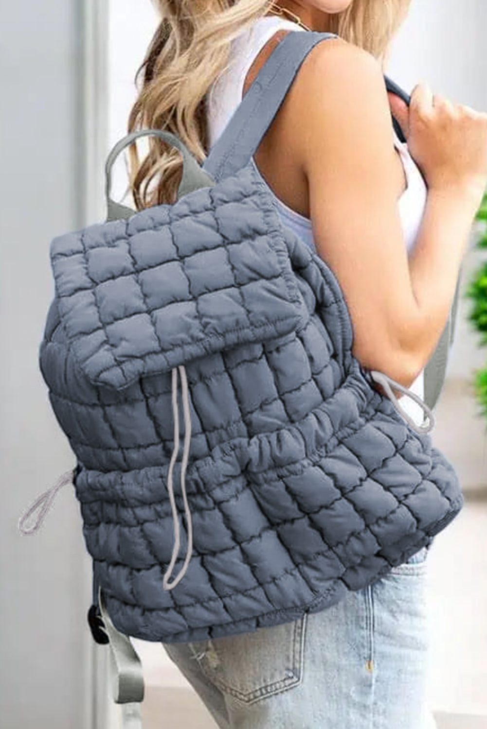 Black Solid Flapped Quilted Puffer Backpack Dusk Blue ONE SIZE 100%Polyester 80ad36fc529d06a2