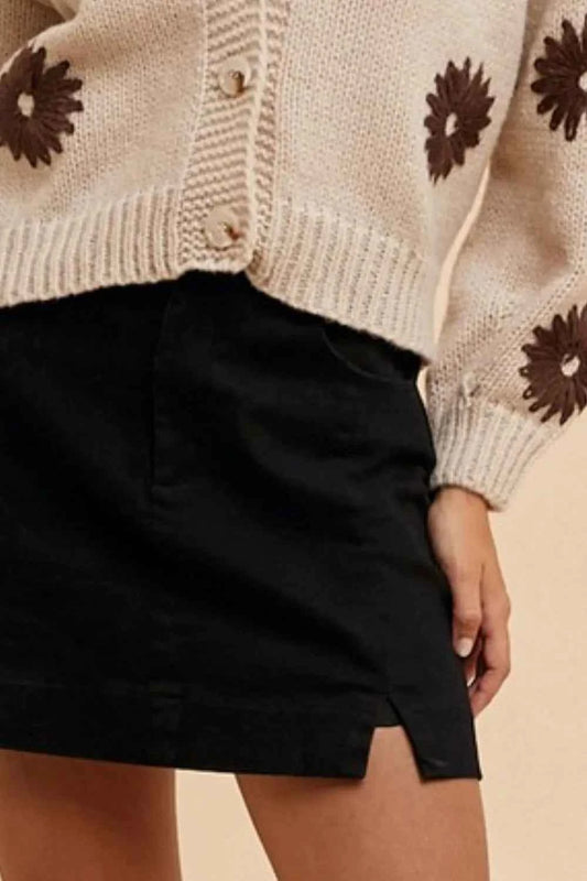 Comfort Stretch Cotton Slit Detailed Mini Skirt 80b4f96f-abac-482e-b58e-234321b2cde3-Max-Origin