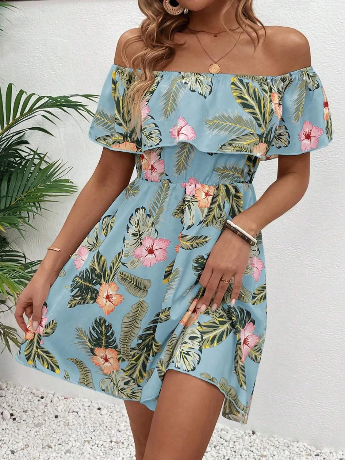 Printed Off Shoulder Mini Dress 80d64278-0d18-40ed-879a-c39f8905576a-Max-Origin