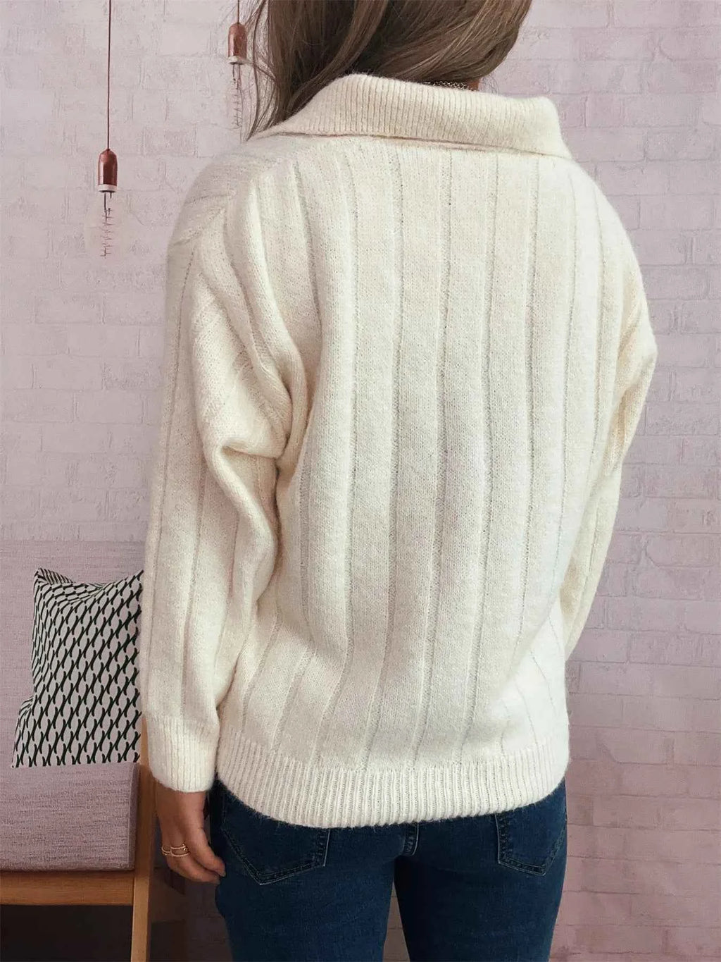 Ribbed Hem Quarter Zip Sweater 80da61898f614ccd8a64de1f614e98a1-Max-Origin