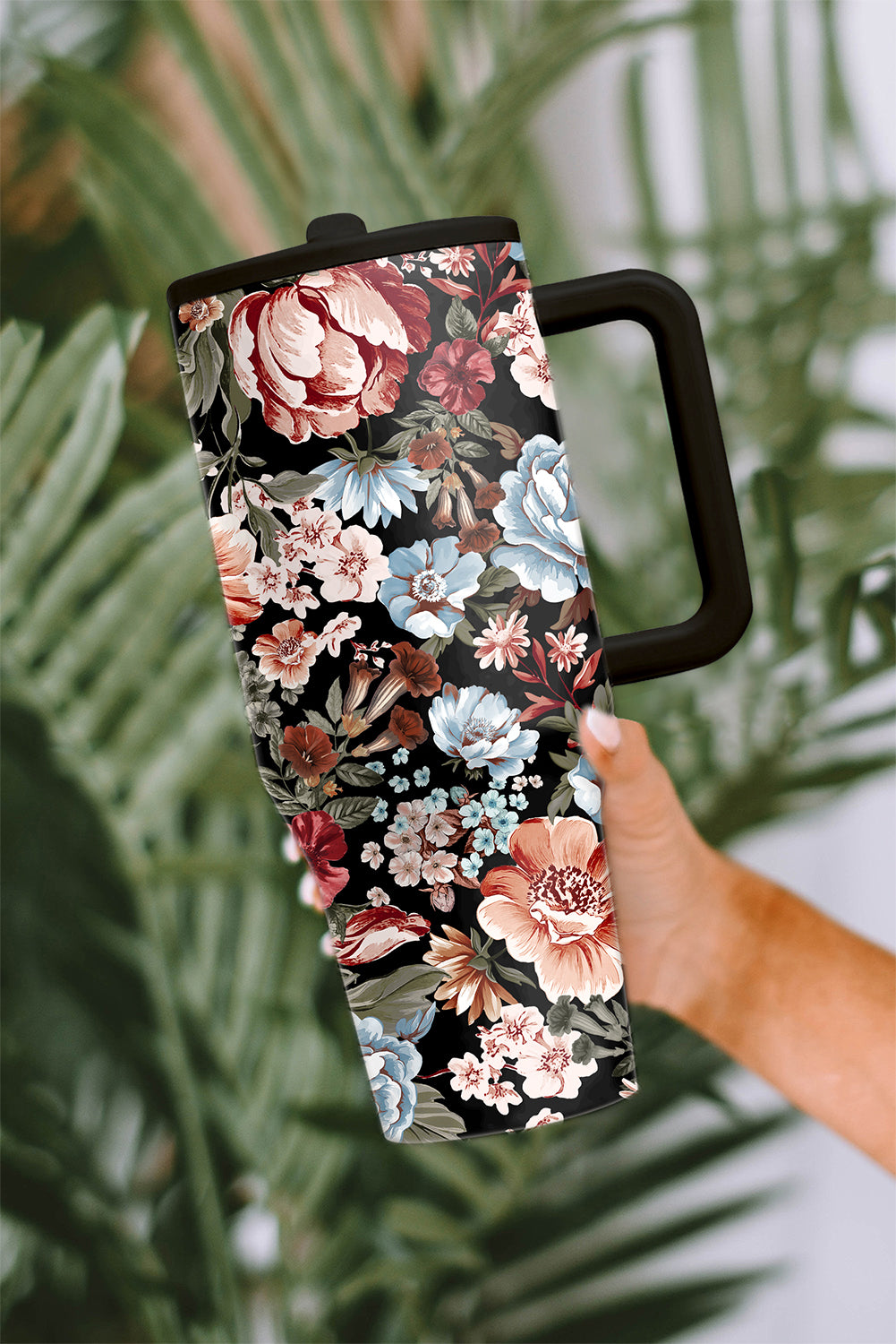 Black Boho Floral Tumbler Cup 80e485eb570010ee