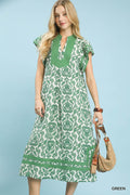 Umgee Abstract Two Tone Print Midi Dress GREEN 80ea2d2b-5569-4be8-a4f9-d97d5834f9aa-Max