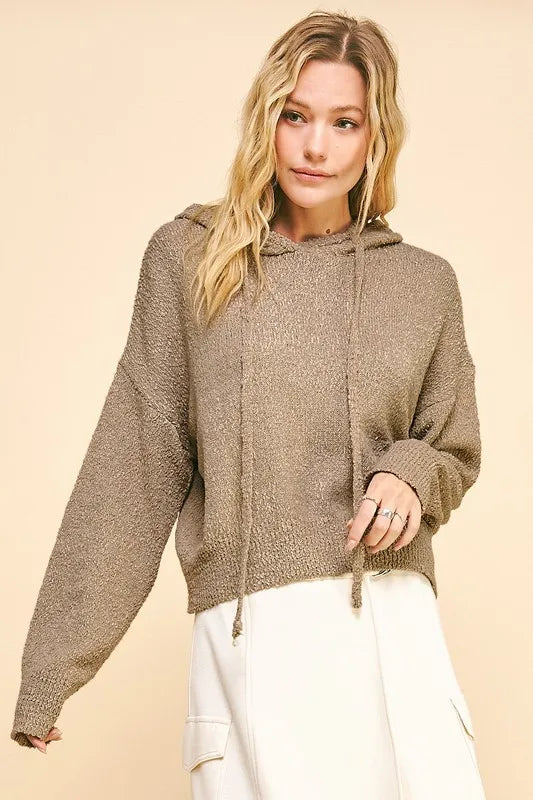 Davi & Dani Drop Shoulder Long Sleeve Hooded Sweater Camel 80f00853-2feb-446f-baa7-0cd6064b9ec3-Max