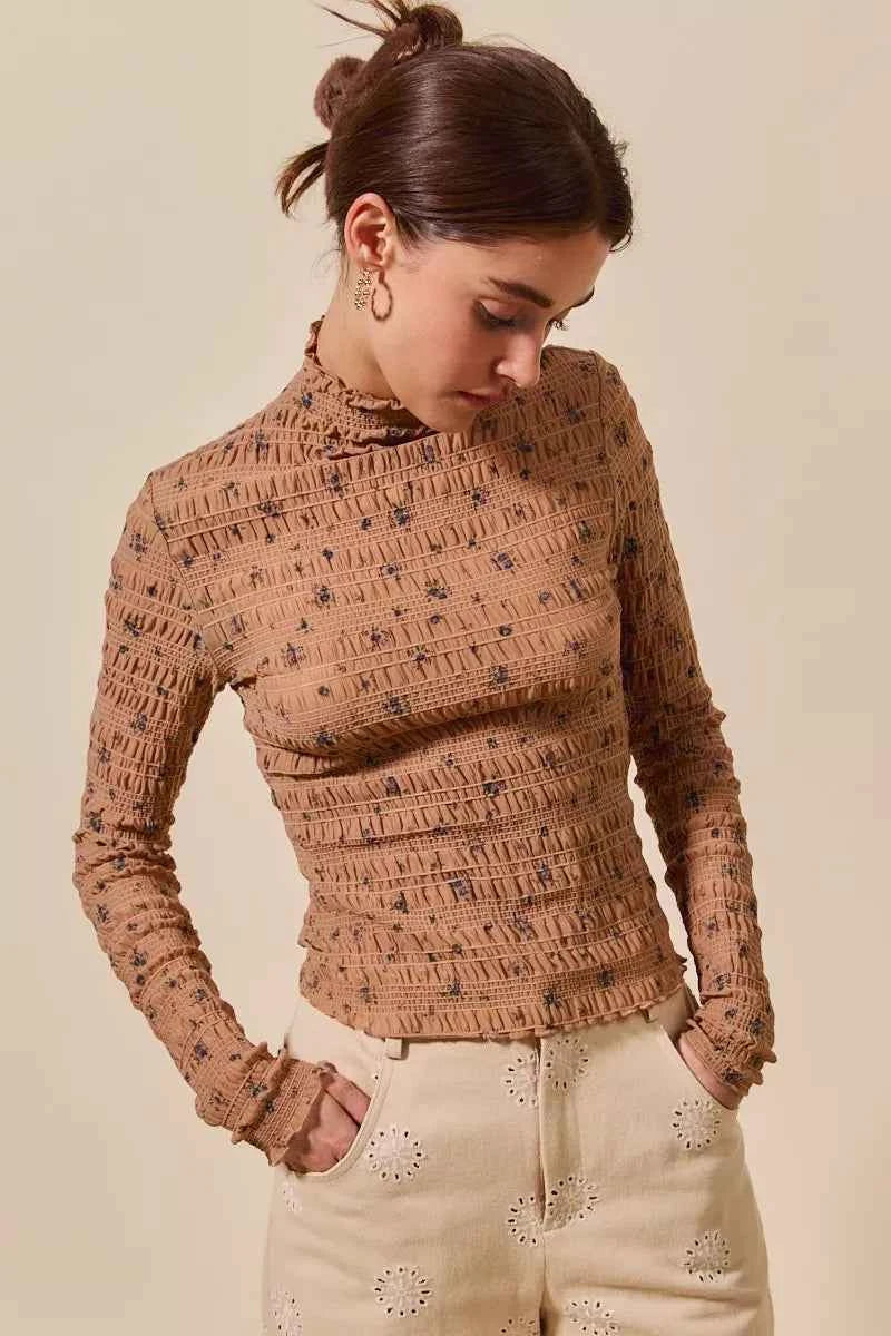 SO ME Floral Print Textured Long Sleeve Knit Top 80f2216852b0456f8b359f60c8715599-Max-Origin