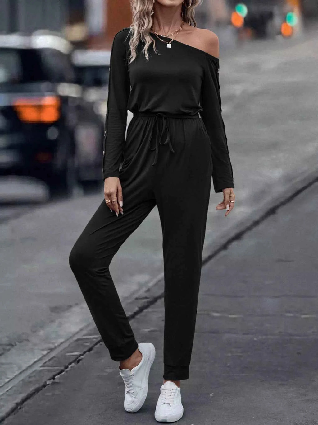 One Shoulder Long Sleeve Jumpsuit Black 80f3145c-ce70-4ab6-a231-9058a23d6421-Max-Origin