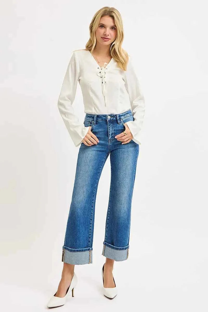 RISEN Full Size Mid Rise Crop Straight Cuffed Jeans Plus Size 80fa419cbb9348838171ea3860c54597-Max-Origin