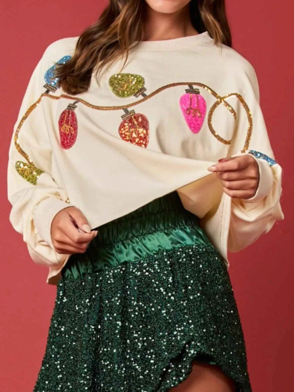 Christmas Holiday Lights Sequin Embellished Sweatshirt 80feec72-7476-4994-8df8-9cc0d871a0e5-Max-Origin