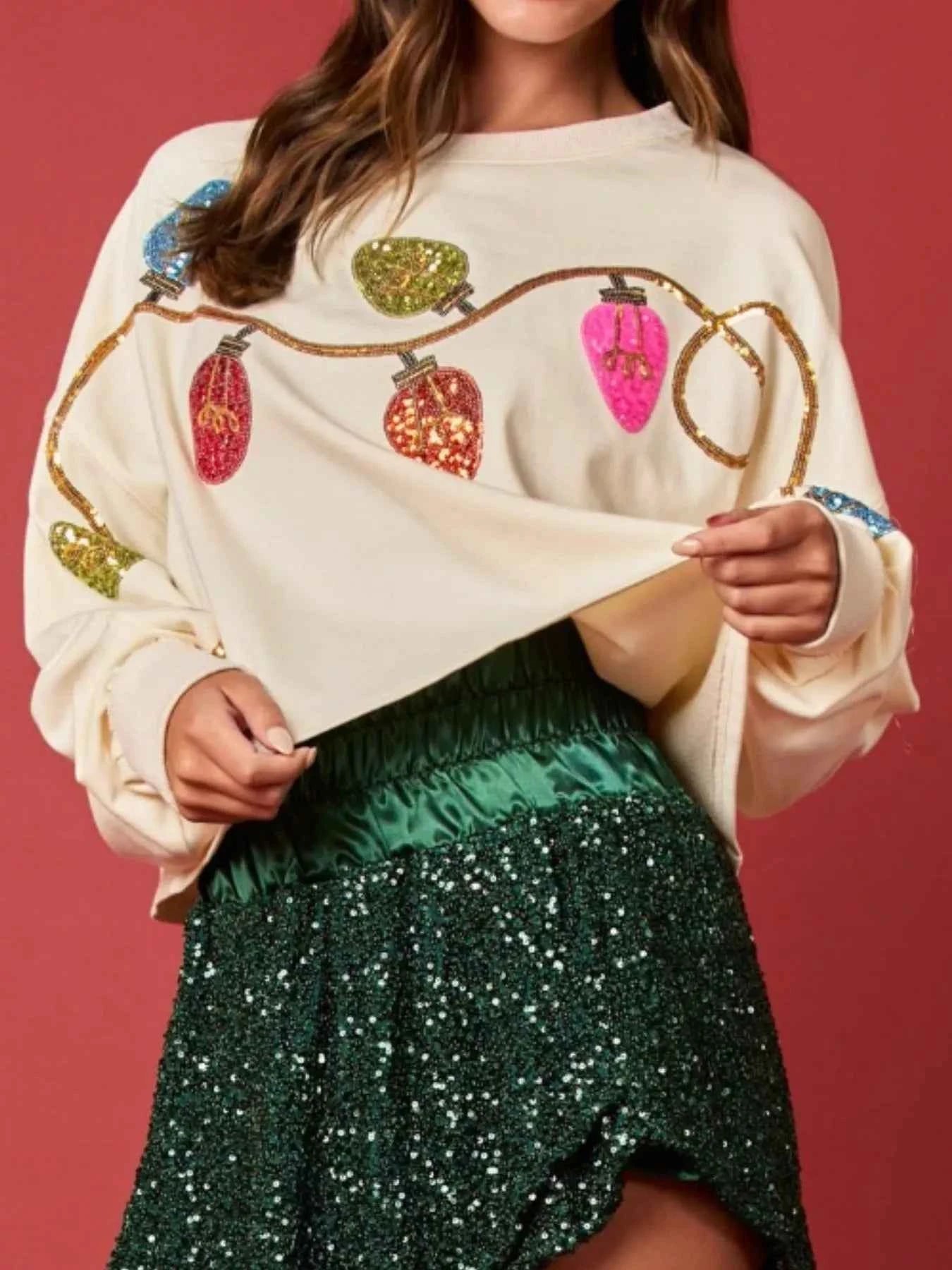 Christmas Holiday Lights Sequin Embellished Sweatshirt 80feec72-7476-4994-8df8-9cc0d871a0e5-Max-Origin