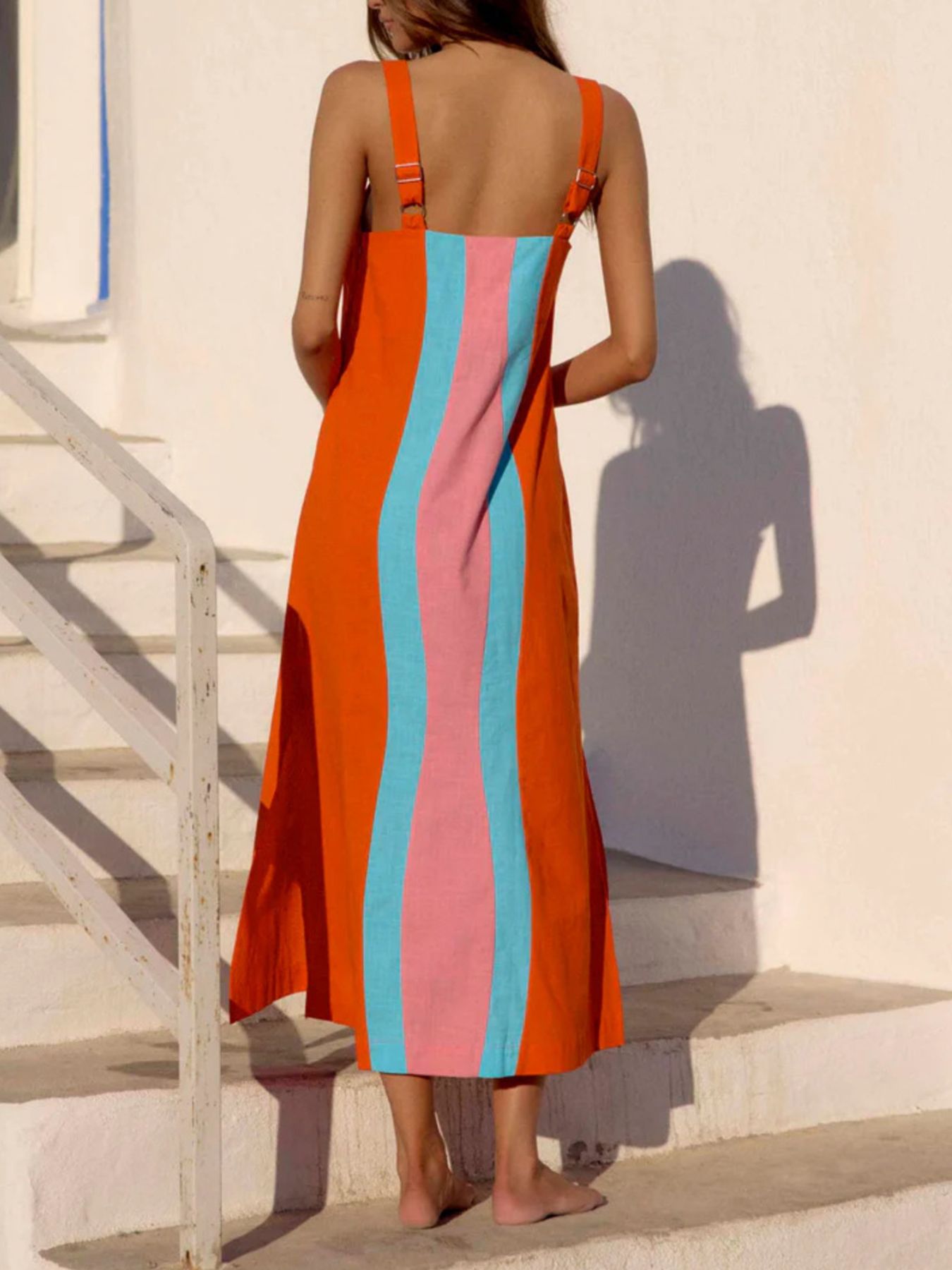 Striped Wide Strap Midi Dress 81073275-76df-4893-9db1-6bce662d5267-Max