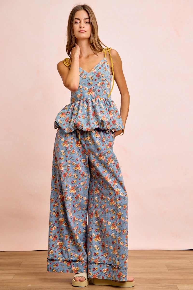 BiBi Floral Printed Drawstring Wide Pants 81151b2aa4ad48c5878a3b3eb131aa05-Max