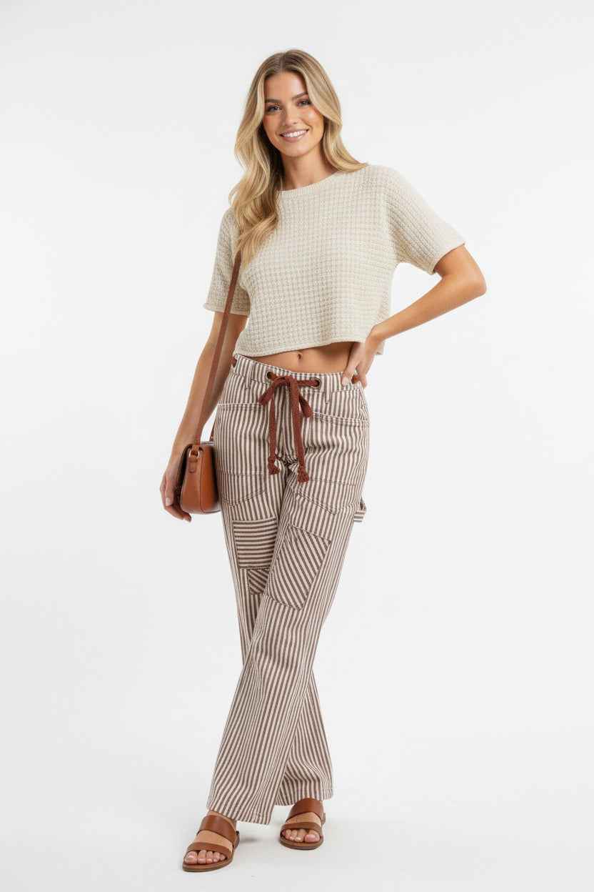 BiBi Drawstring Striped Twill Barrel Pants 811e638c-34d9-49ac-a55e-e6b1e3802d08-Max