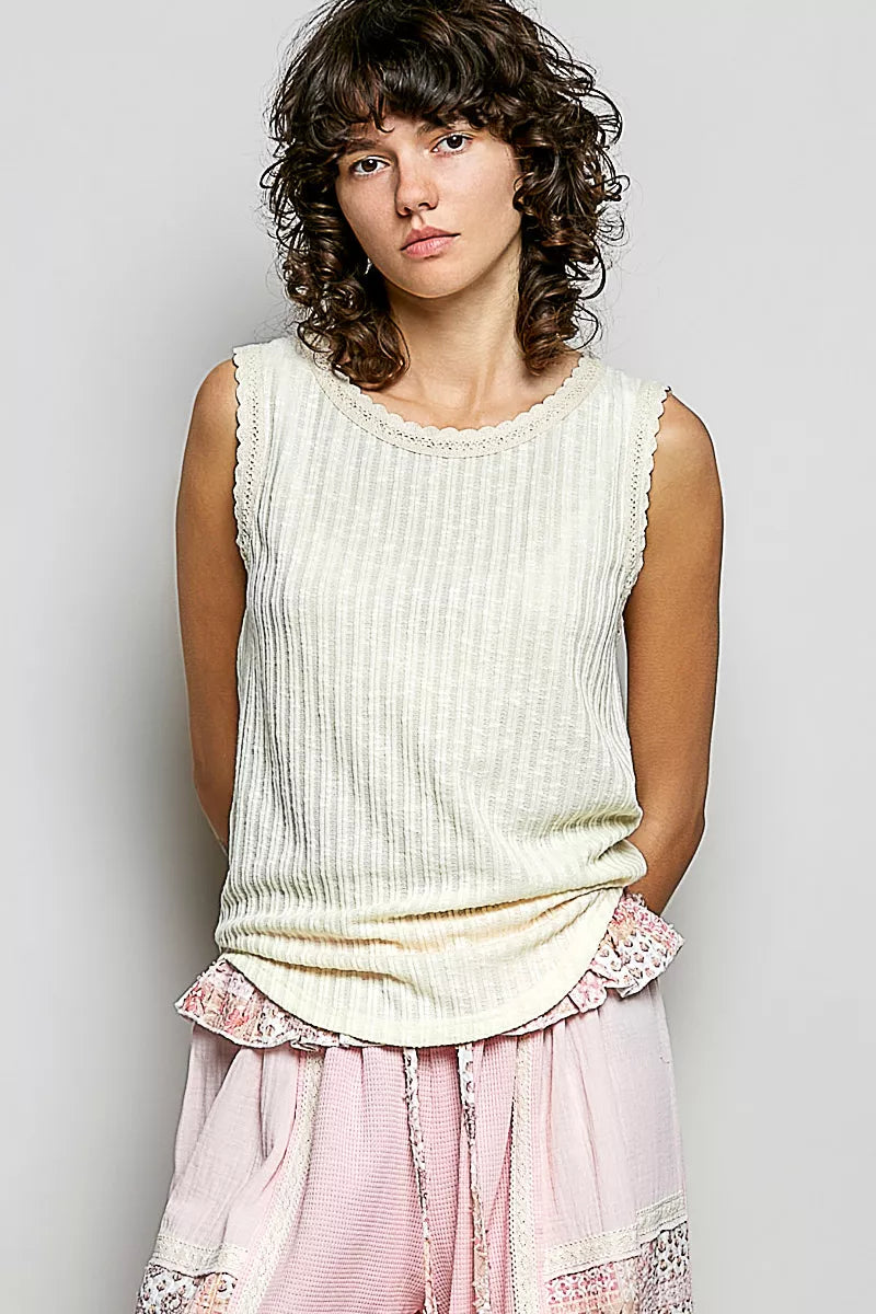 POL Ribbed Round Neck Tank with Lace Trim 81214c25-eade-46bd-acbf-0c2c6e9c3692-Max-Origin