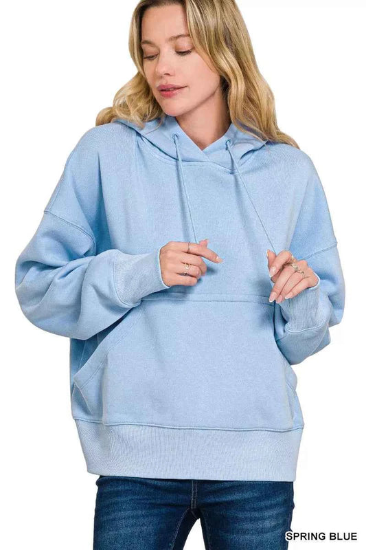 Oversized Fleece Kangaroo Pocket Hoodie SPRING BLUE 8136317c-6621-475c-8205-e7d0c3740192-Max-Origin