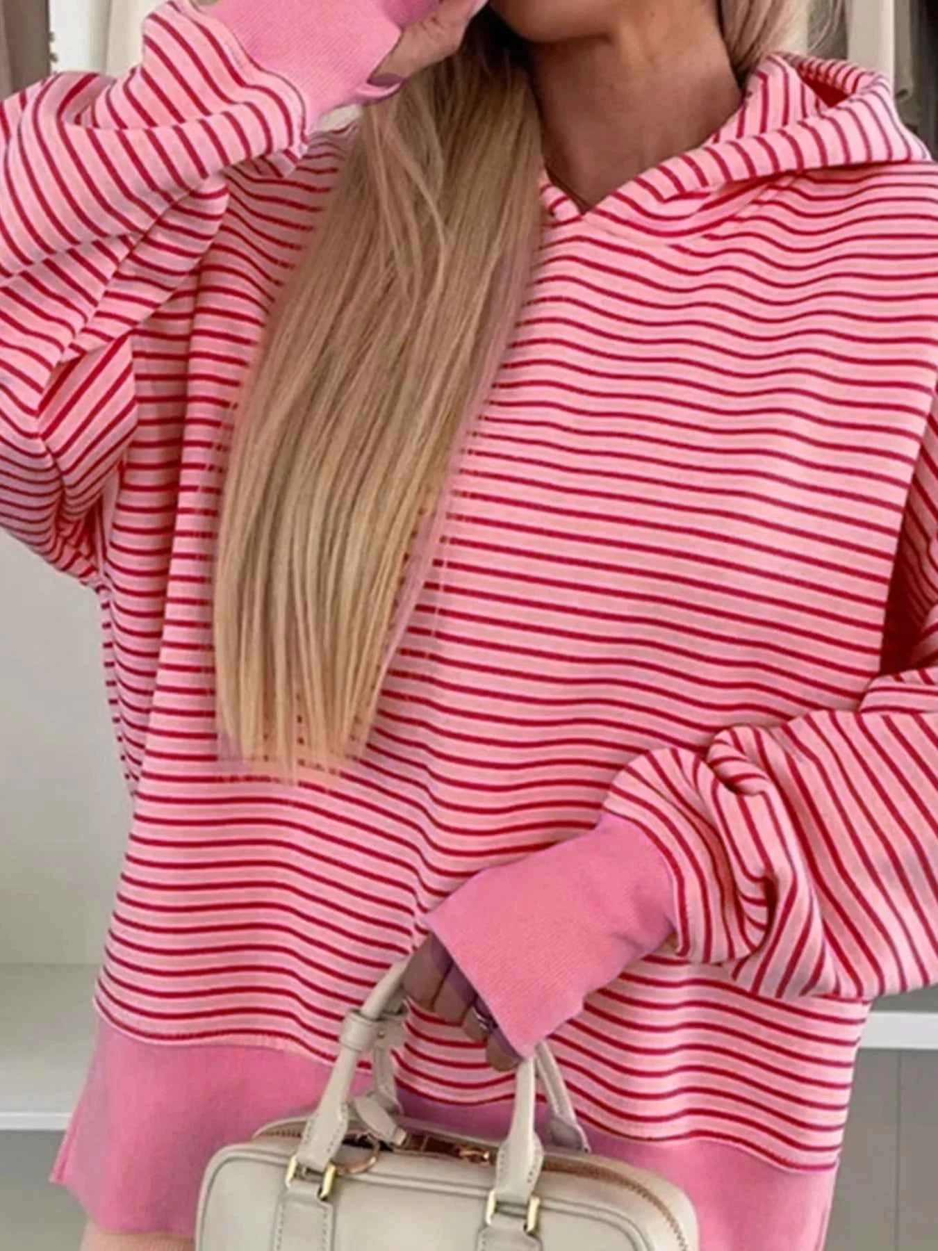 Striped Oversized Hoodie with Kangaroo Pocket 8140366f-2f00-46f2-9433-f4778892b0c2-Max-Origin