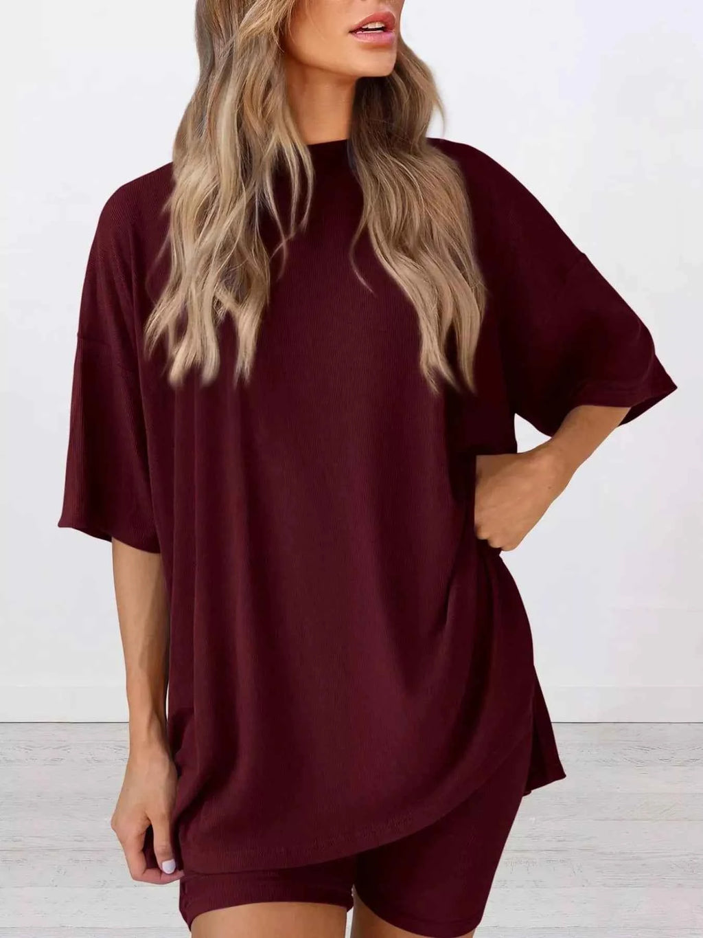 Full Size Relaxed Fit Round Neck Top and Shorts Two-Piece Set Plus Size 814694a6-4d9b-47f0-a1e7-cee5165404f5-Max-Origin