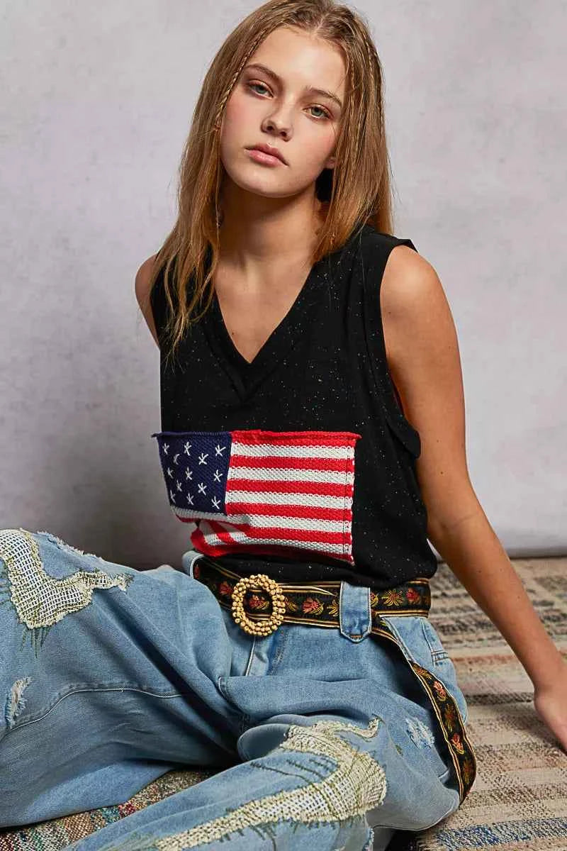 POL V-Neck Ribbed Tank with American Flag Patch and Star Back Patch 814a84c3-2dfb-494a-a1f4-325bb140632e-Max-Origin