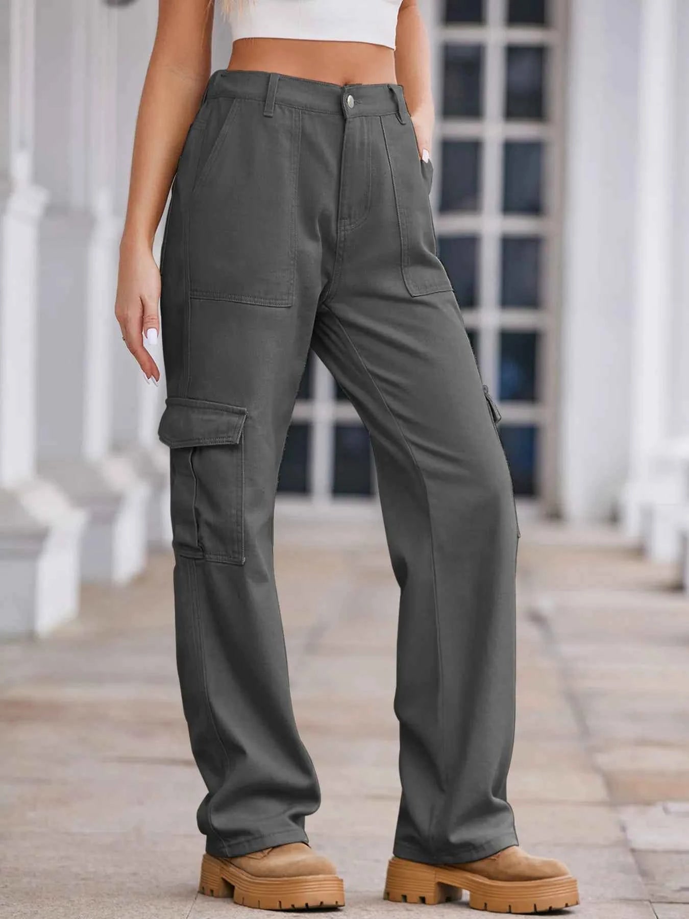 High-Waisted Cargo Jeans Grey 815b78fdb4db45e68d9a204202f00536-Max-Origin