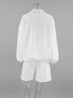 Snap Detail Long Sleeve Top and Shorts Set 815dc32f853845eb81401a2bf8d51b0c-Max