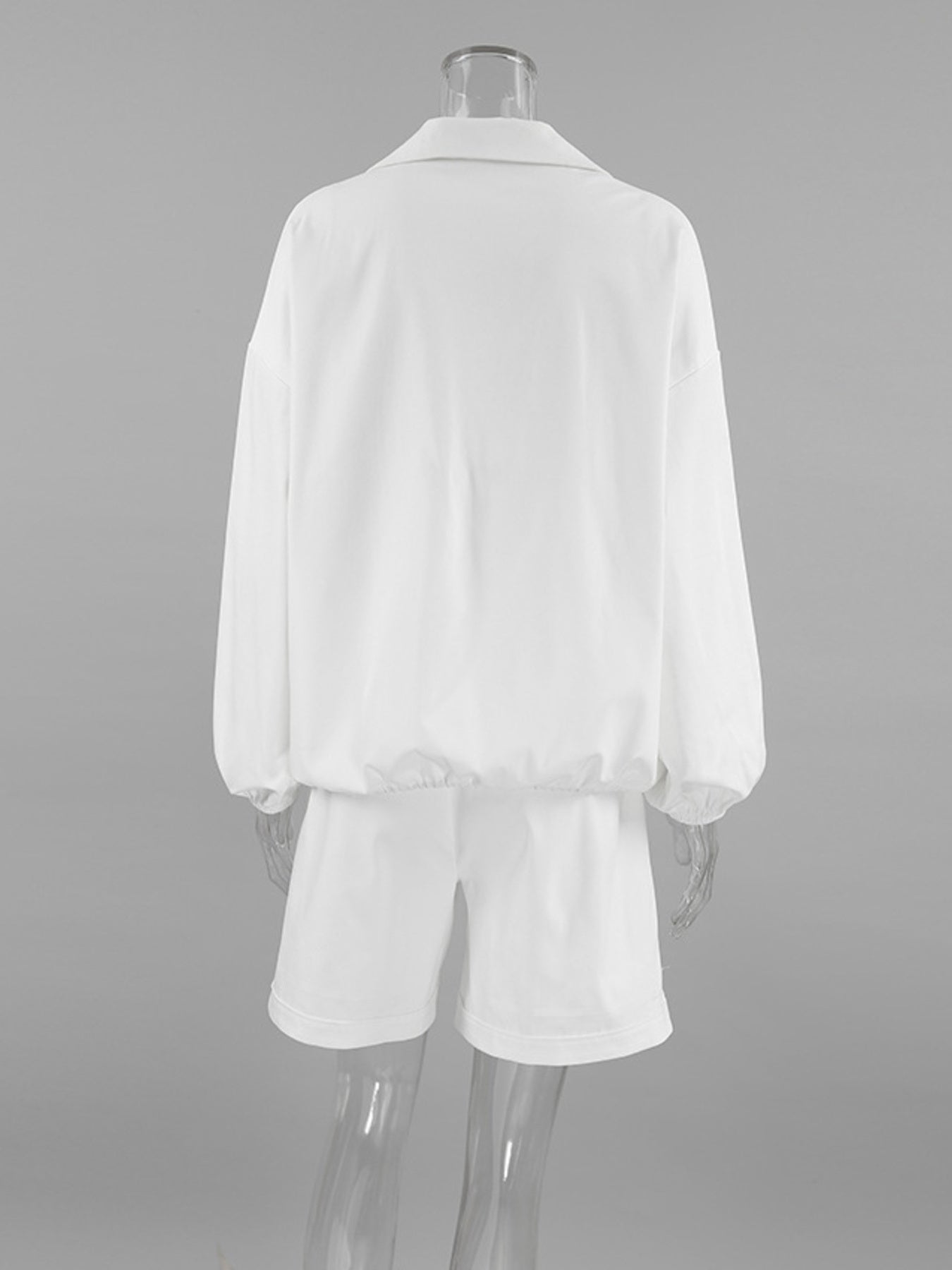 Snap Detail Long Sleeve Top and Shorts Set 815dc32f853845eb81401a2bf8d51b0c-Max