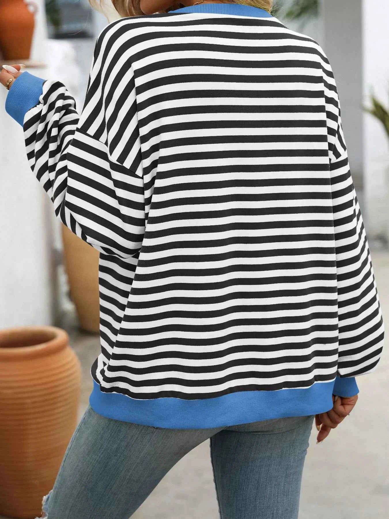 Striped Round Neck Dropped Shoulder Sweatshirt 816595e4312d486cbcffa1c69ff7ee34-Max-Origin