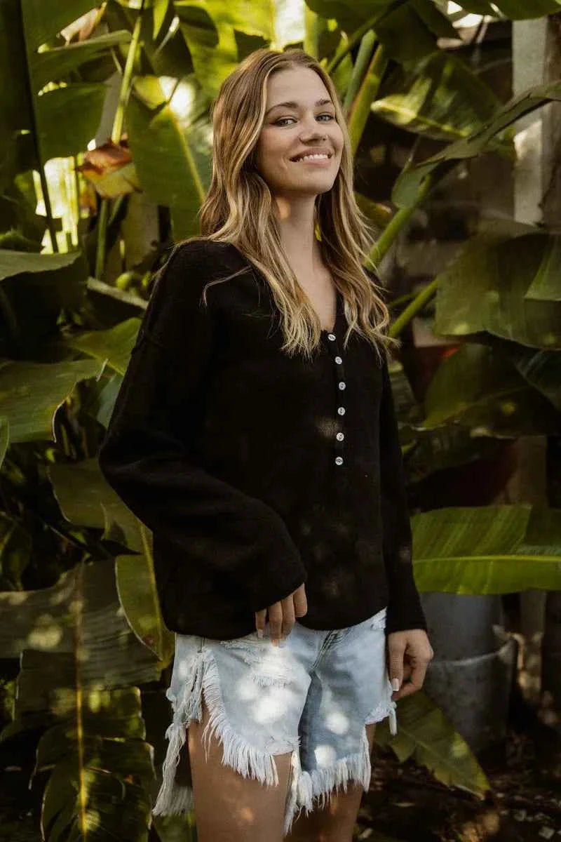 BiBi V Neck Sweater Top With Button Details 81676201089d4e589358e2a30cb12ac2-Max-Origin